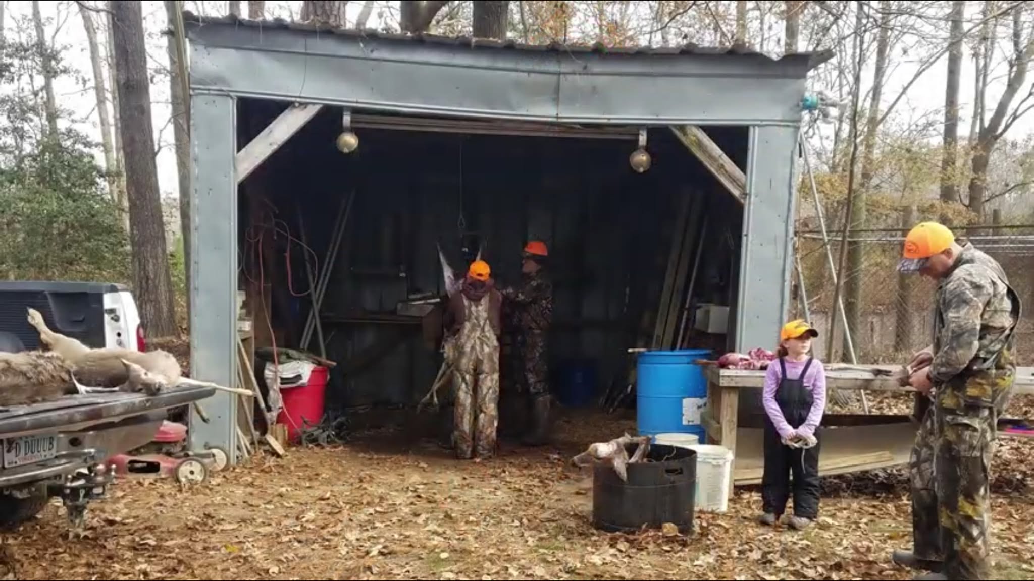 Club members and younger generations gathered at the skinning shed